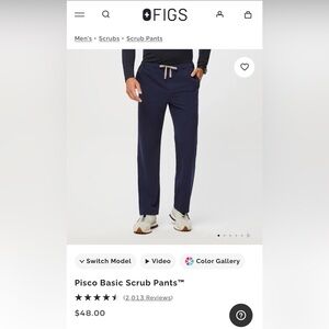 Figs Navy Pisco Basic Scrub Pants